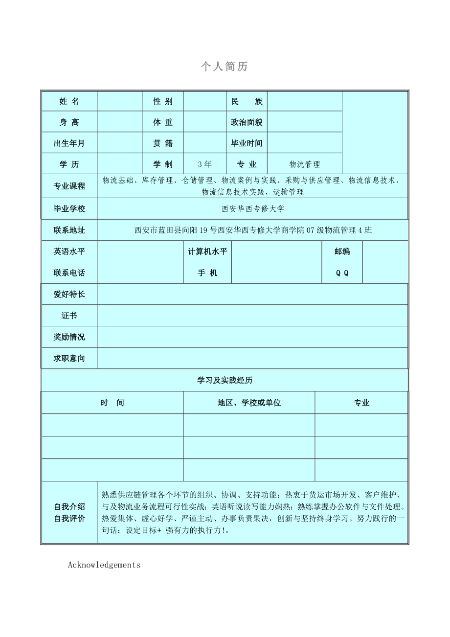 非常好的简历模板.doc_第1页