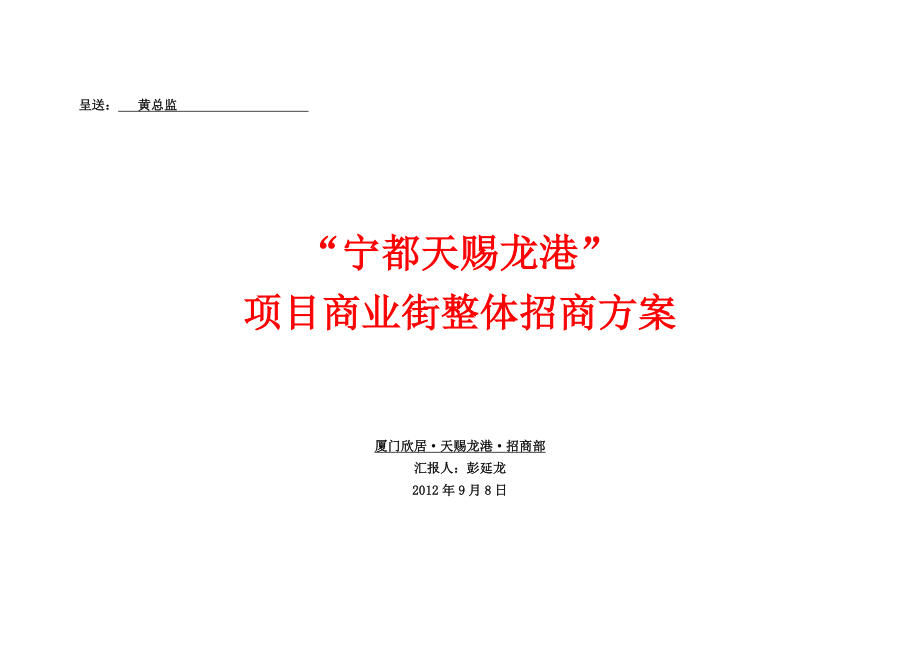 赣州宁都天赐龙港项目商业街整体招商方案.doc_第1页