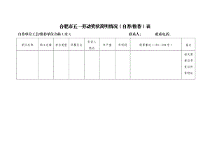 合肥市五一劳动奖状简明情况（自荐推荐）表.doc