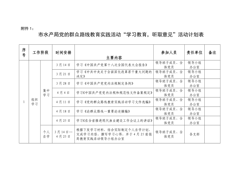 党的群众路线教育实践活动第一环节活动计划表.doc_第1页