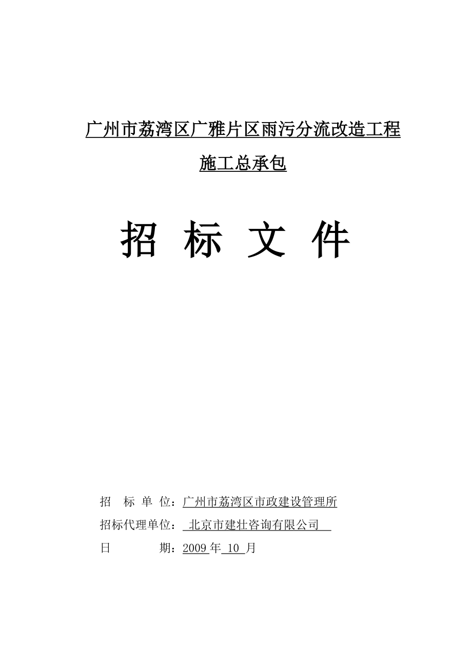 广州市荔湾区广雅片区雨污分流改造工程招标文件.doc_第1页