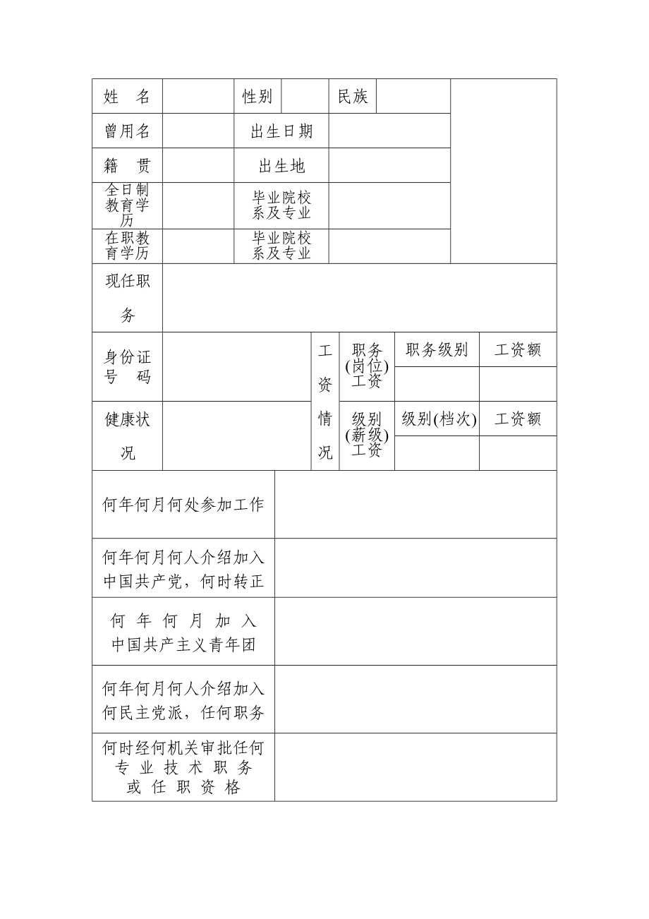 事业单位工作人员个人简历表费下载.doc_第2页