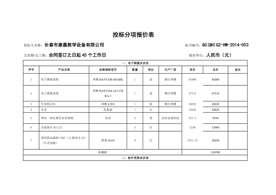 投标分项报价表.doc_第1页