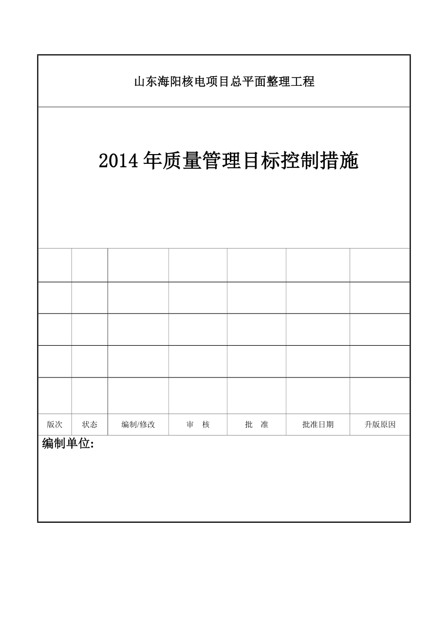 山东海阳核电项目总平面整理工程质量管理目标.doc_第1页