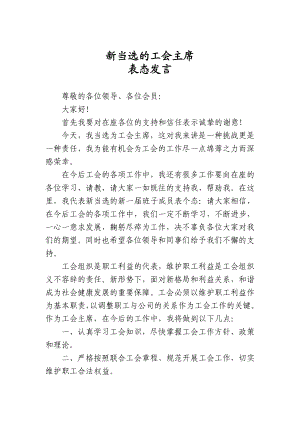 14新当选的工会主席表态发言.doc