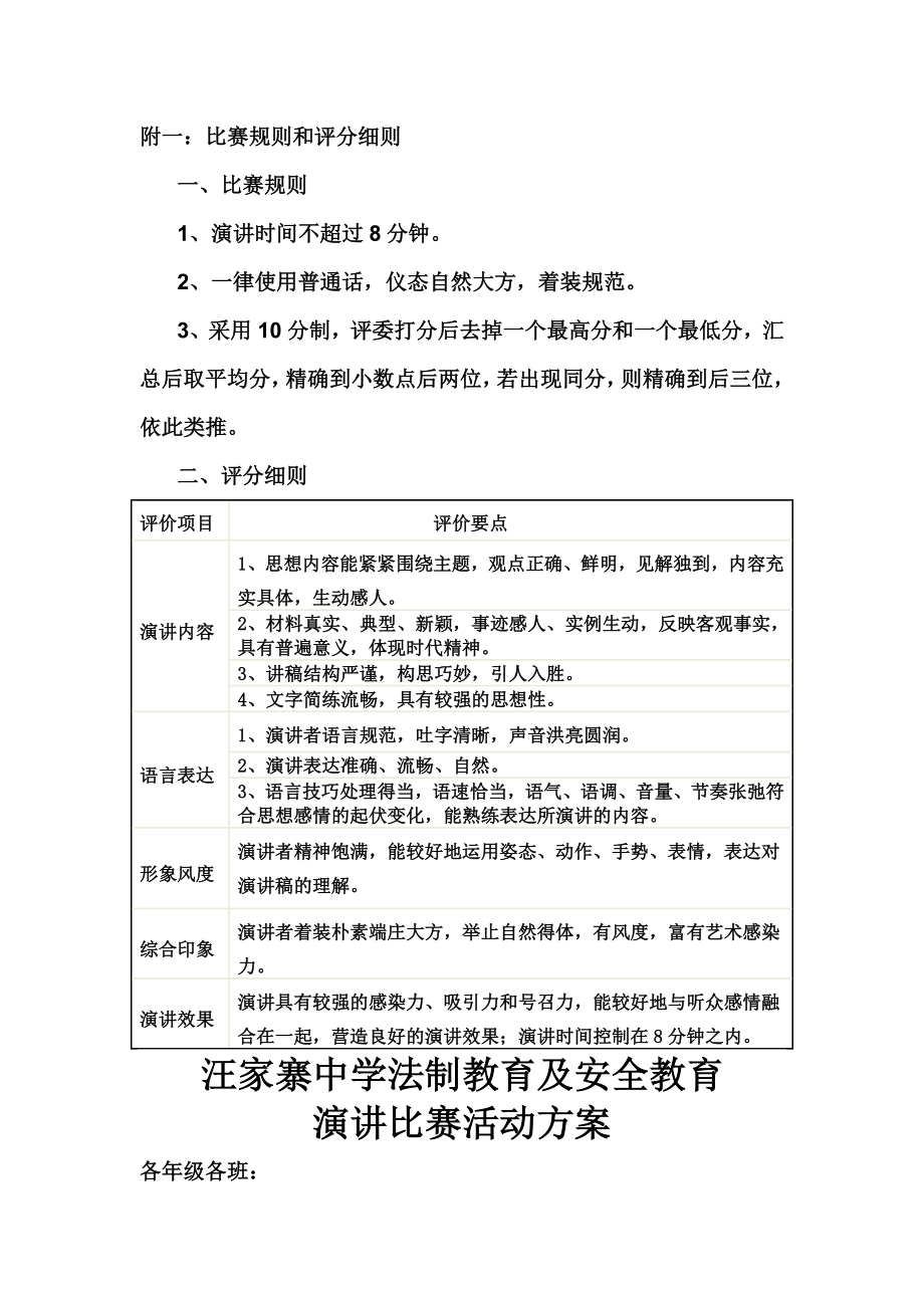 中学法制教育及安全教育演讲比赛活动方案.doc_第3页