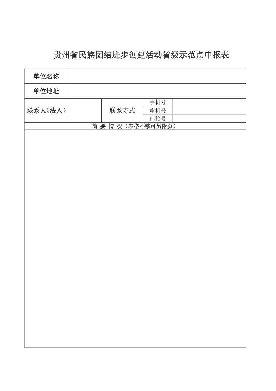 贵州省民族团结进步创建活动省级示范点申报表.doc_第1页