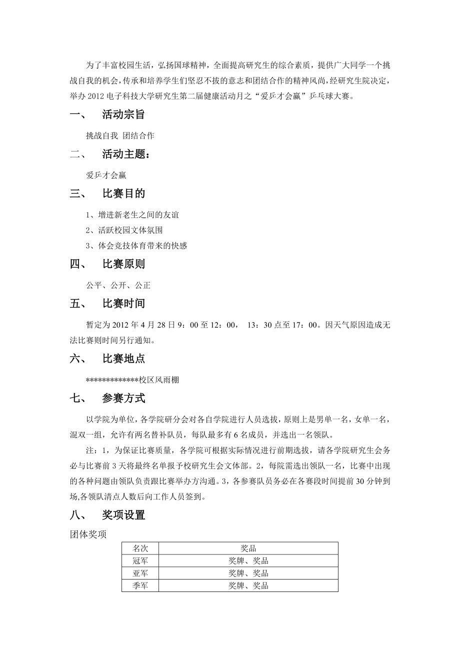 大学研究生乒乓球比赛策划.doc_第2页