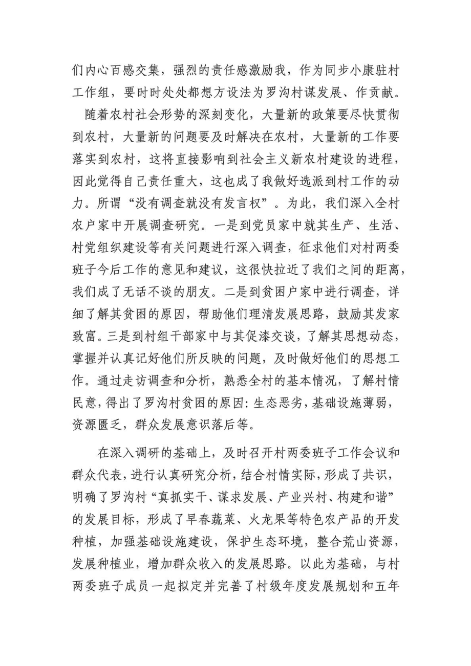 罗甸县沫阳镇罗沟村同步小康驻村工作组述职报告WORD 20....doc_第2页