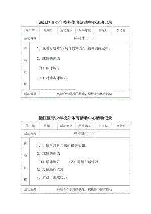 青少校外体育活动中心活动记录.doc