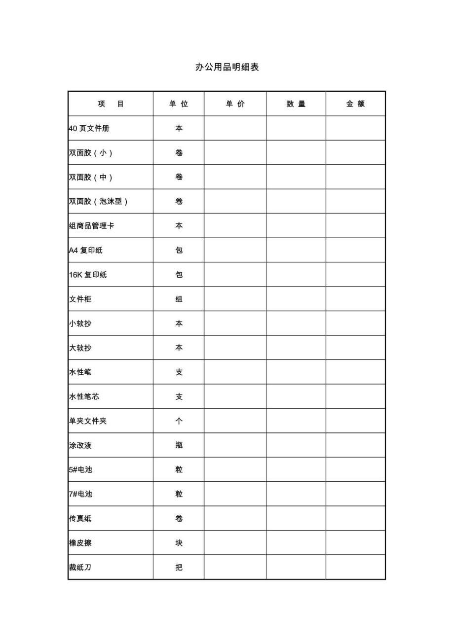 办公用品明细表、价目表1431079523.doc_第1页