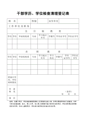 干部学历、学位检查清理登记表.doc