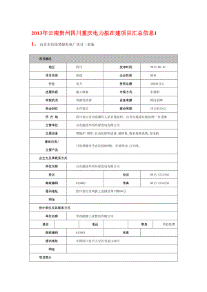 云南贵州四川重庆电力拟在建项目汇总信息1.doc