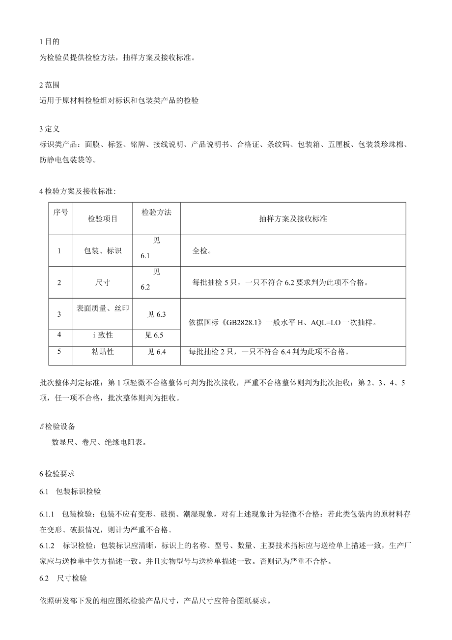 标识和包装类产品检验作业指导书.docx_第1页