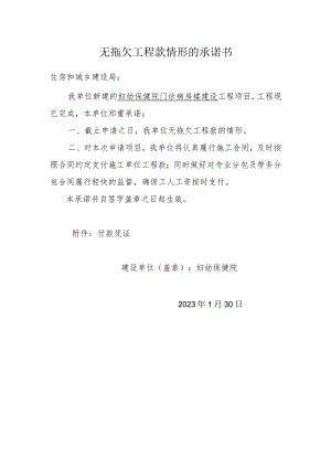 建设单位无拖欠工程款承诺书.docx