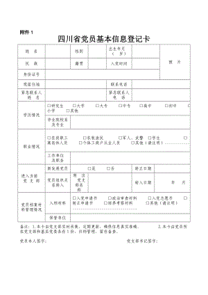 四川省党员基本信息登记卡.doc