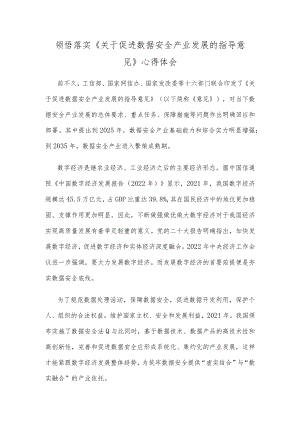 领悟落实《关于促进数据安全产业发展的指导意见》心得体会.docx