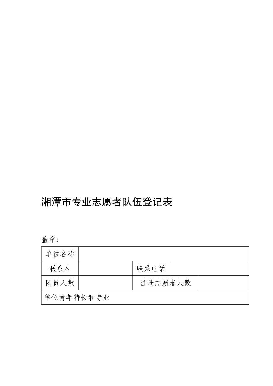 湘潭市专业志愿者队伍登记表.doc_第1页