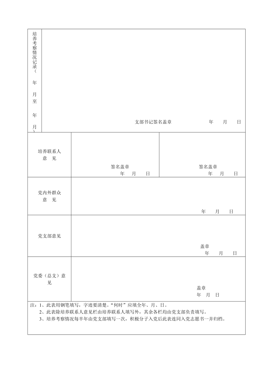 中国共产党入党积极分子培养考察登记表(范例).doc_第3页