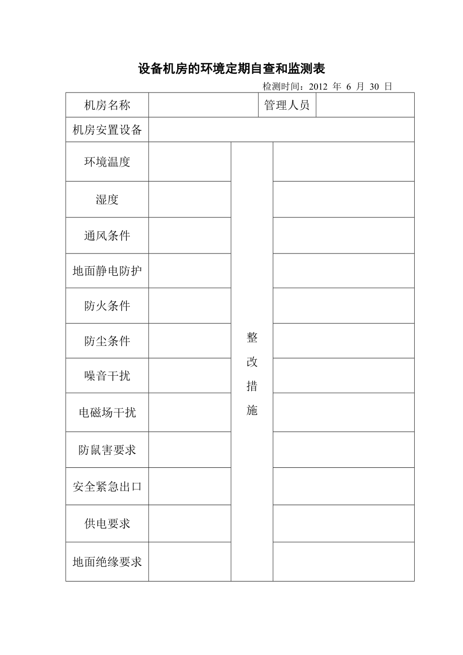 设备机房的环境定期自查和监测表.doc_第3页