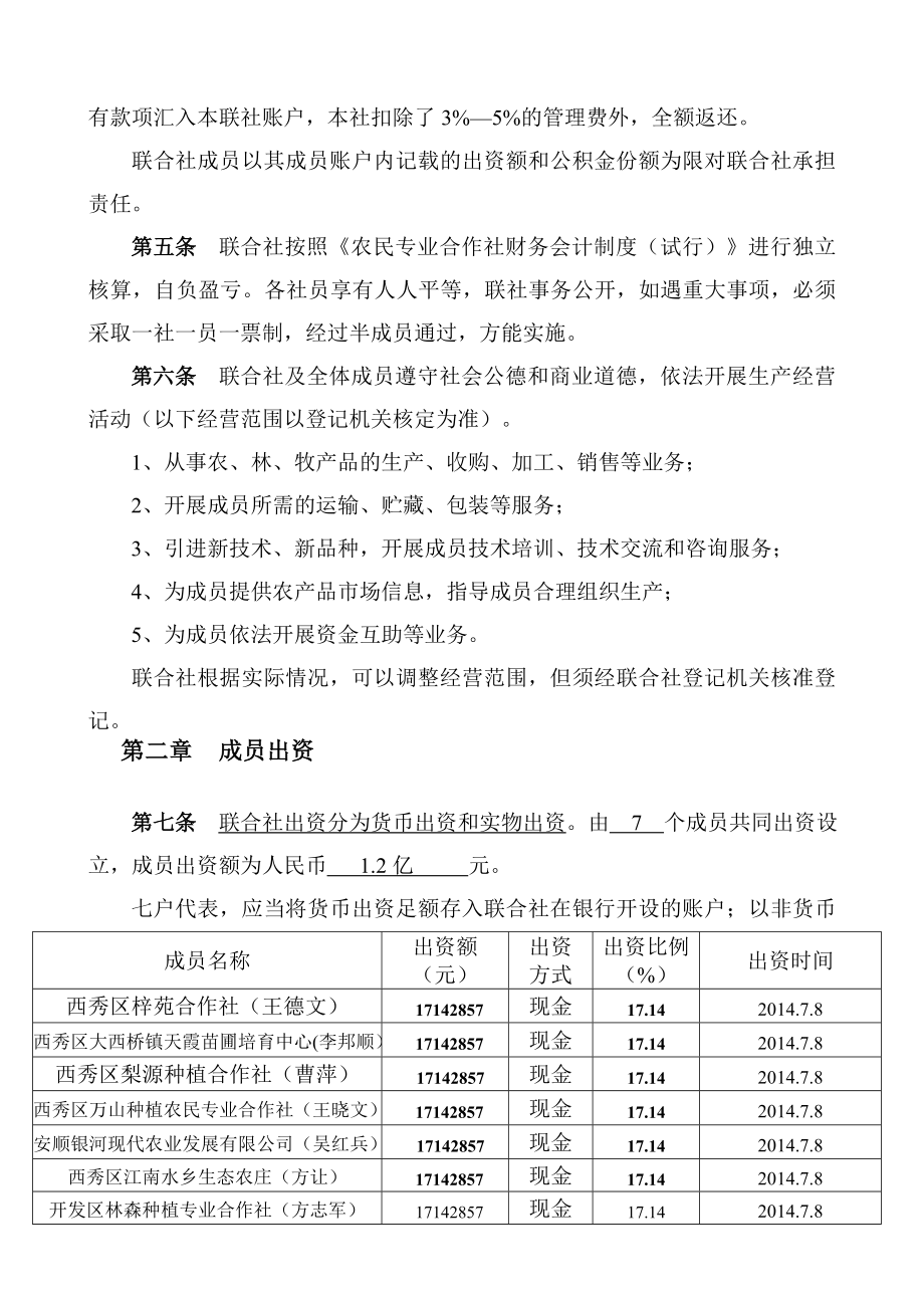 贵州安顺益农道农业专业合作社联合社章程.doc_第2页