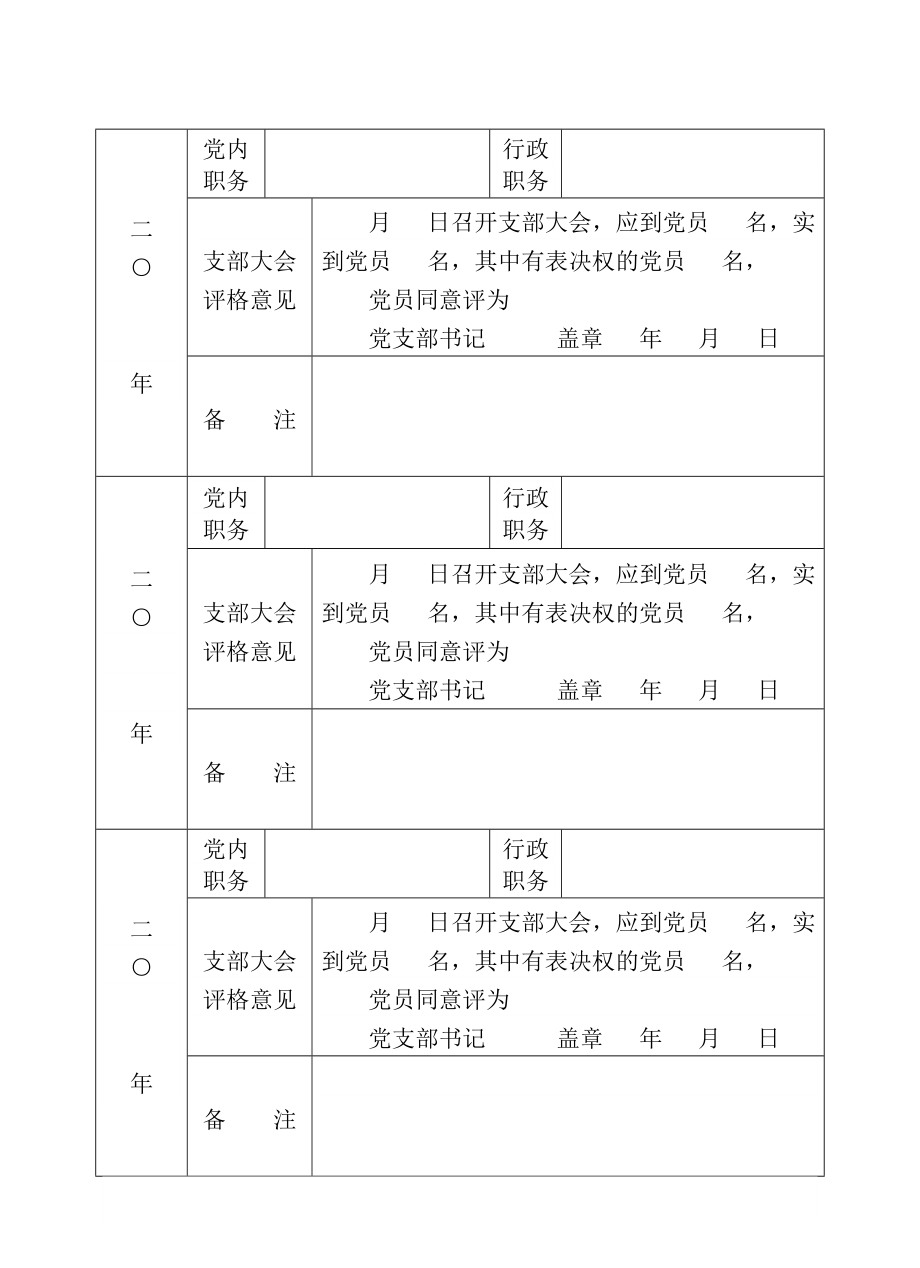 中国共产党党员民主评议记载表单位姓名姓名性别.doc_第3页