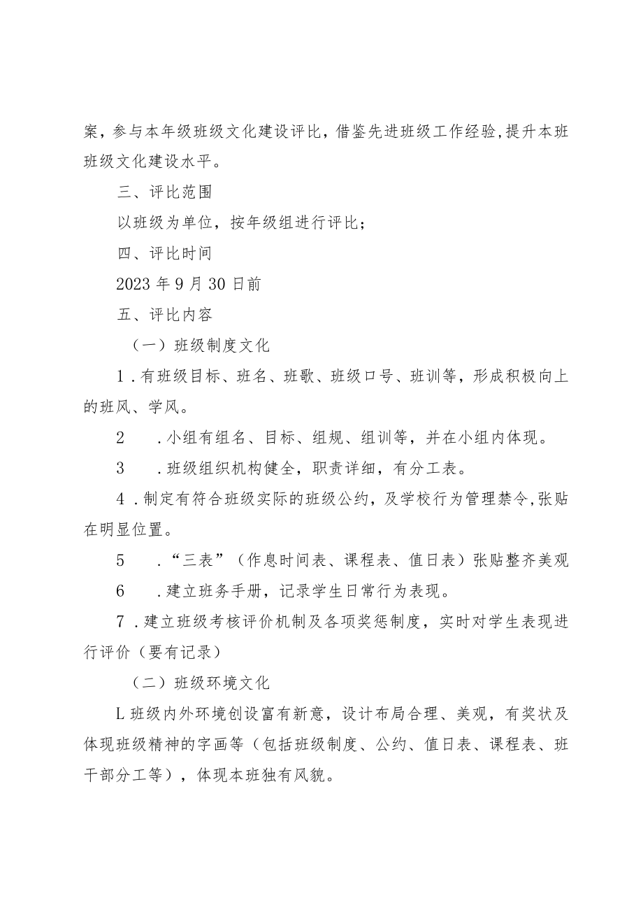 XX中学班级文化建设评比方案.docx_第2页