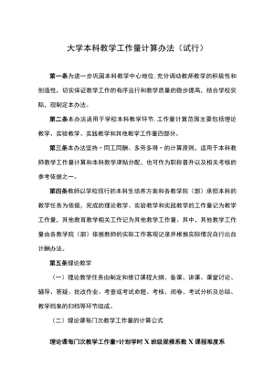 大学本科教学工作量计算办法（试行）.docx