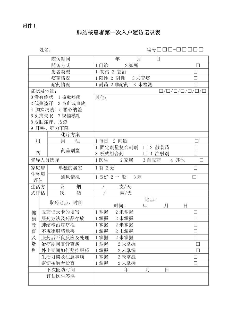 肺结核患者入户随访登记表.doc_第1页