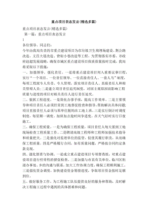 重点项目表态发言(精选多篇).doc