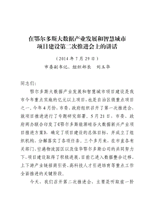 鄂尔多斯大数据项目第二次推进会讲话提纲(会上插话).doc