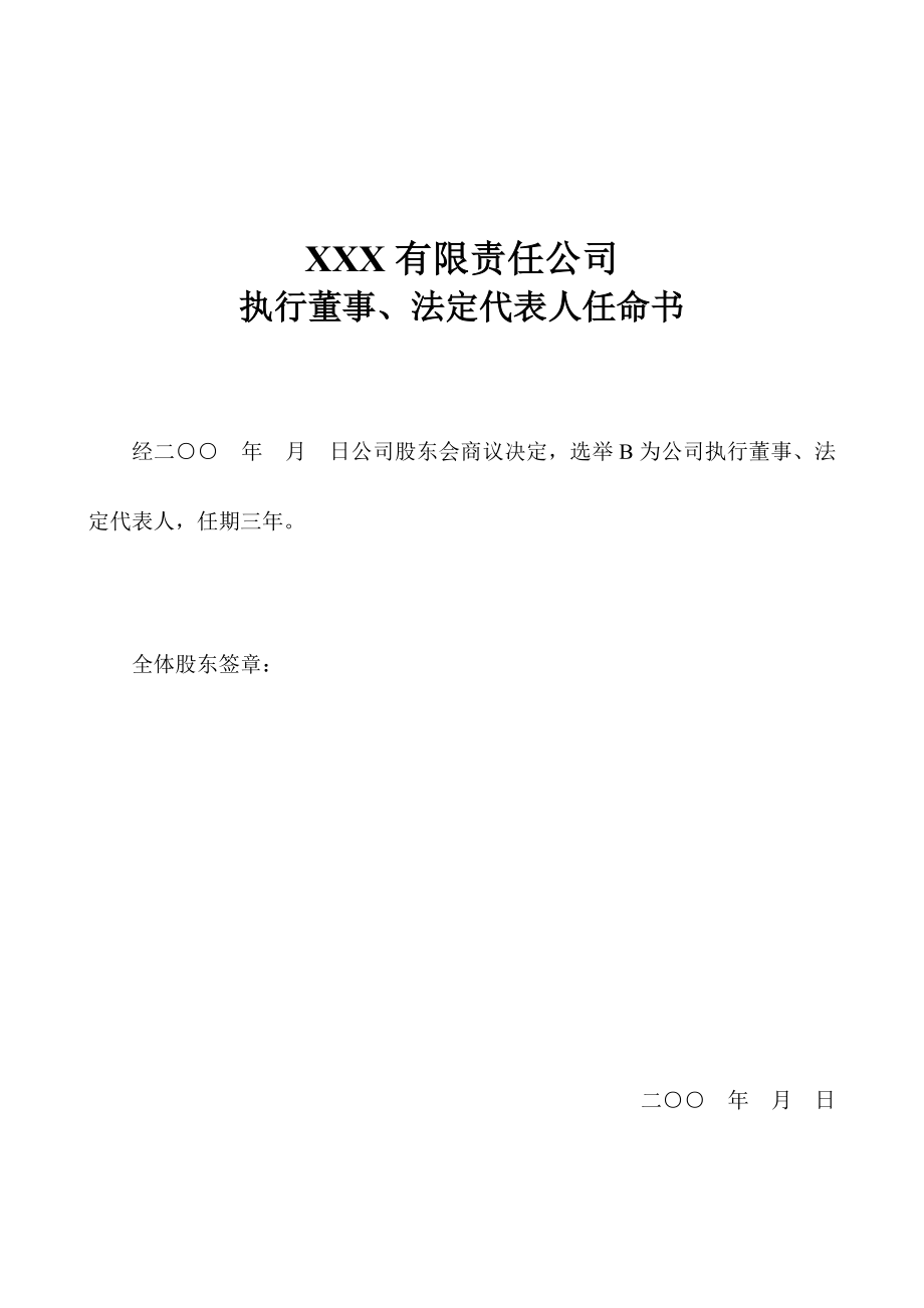 XXX有限责任公司第一次股东会决议(模板样本).doc_第2页