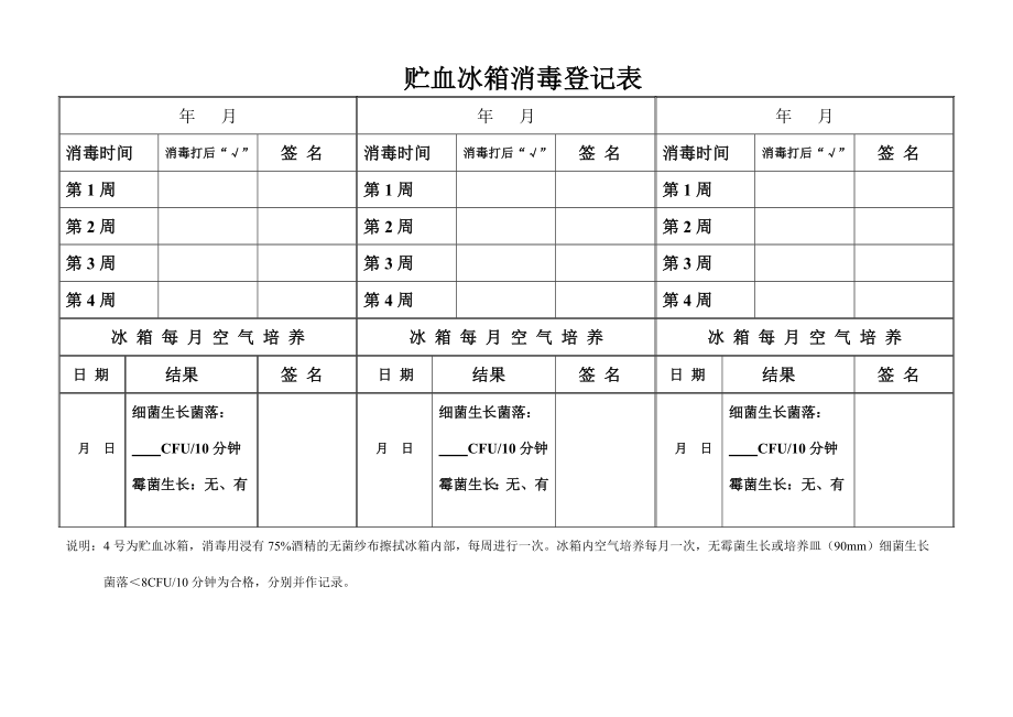 血库冰箱消毒登记本.doc_第1页