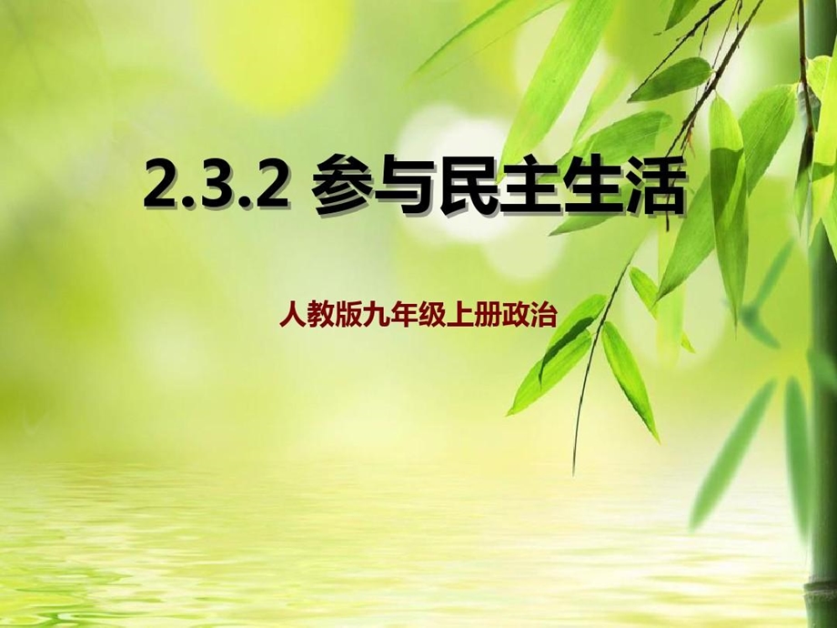 部编人教版九年级上册道德与法治参与民主生活课件.ppt_第1页