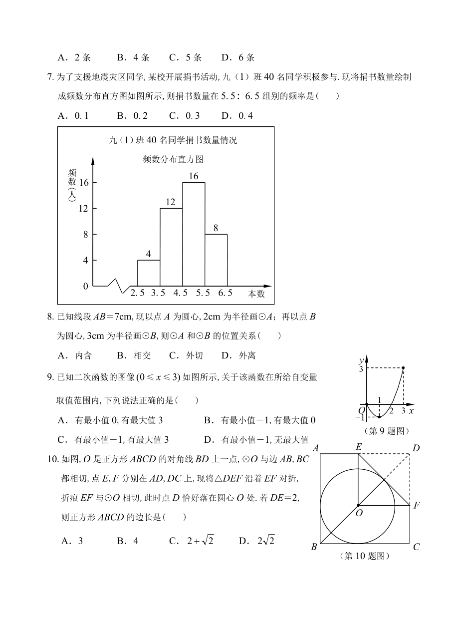 温州中考数学试卷及word答案(图形标准).doc_第2页