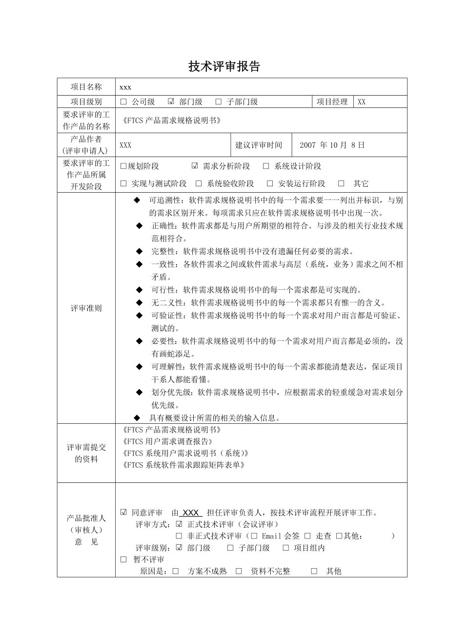 FTCS需求规格说明书评审报告.doc_第1页