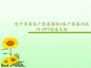 电子商务客户服务模块4客户服务的技巧PPT精选文档课件.ppt