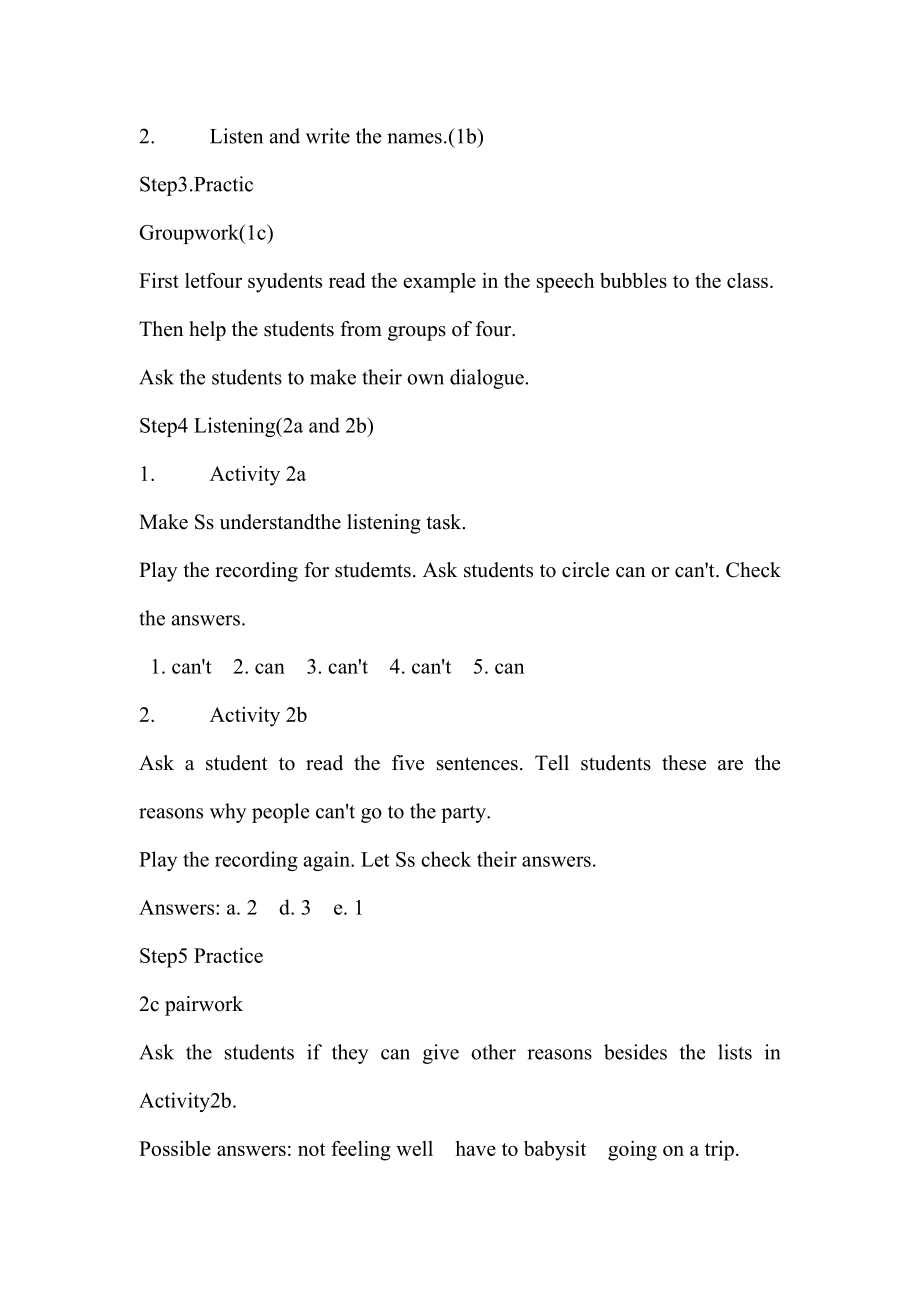 新课标人教版初中英语八级上册《Unit 5 SectionA (1a2c) 》精品教案.doc_第3页