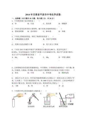 平凉中考化学试卷解析.doc