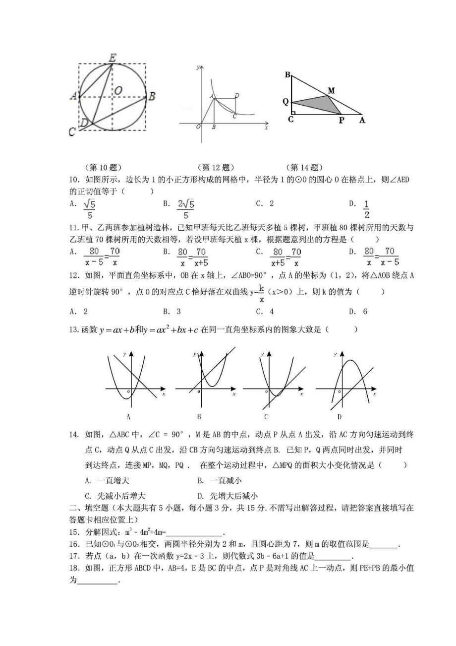 最新人教版九级数学中考模拟试题1.doc_第2页