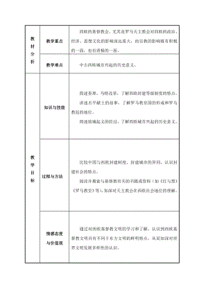 沪教版八级下册历史教案：西欧的基督教文明教案.doc