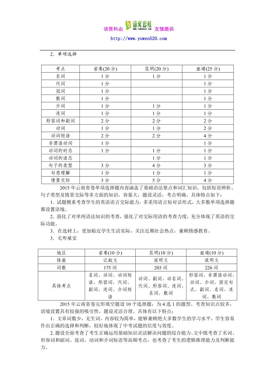 云南中考英语试题分析及中考复习备战策略.doc_第3页