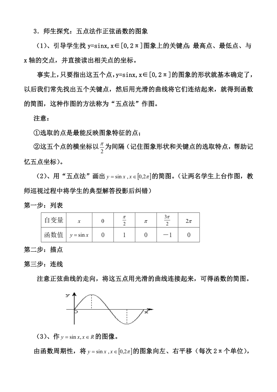 《正弦函数、余弦函数的图象》优质课比赛教案.doc_第3页