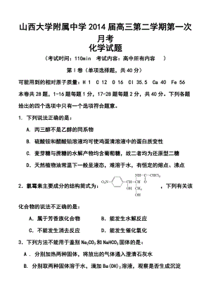 山西省山大附中高三下学期第一次月考化学试题及答案.doc