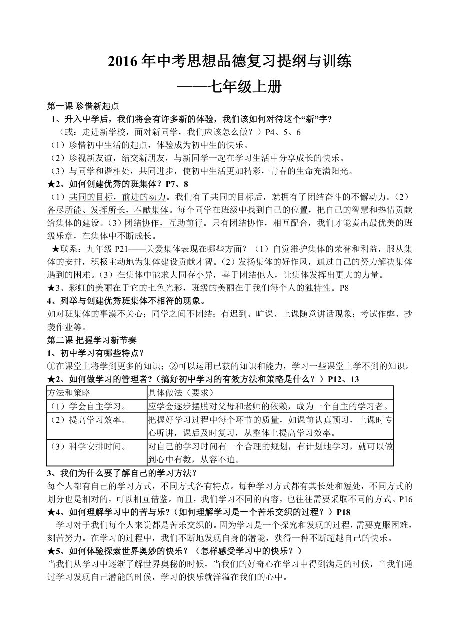 七级上册思想品德中考复习提纲.doc_第1页