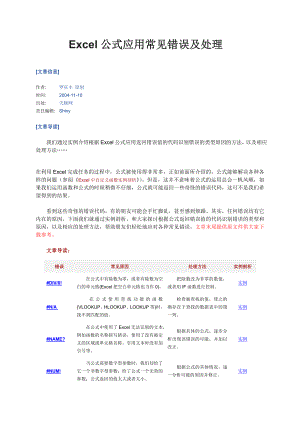 Excel公式应用常见错误及处理.doc