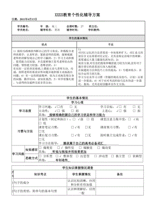 高三英语个性化辅导方案27课时.doc