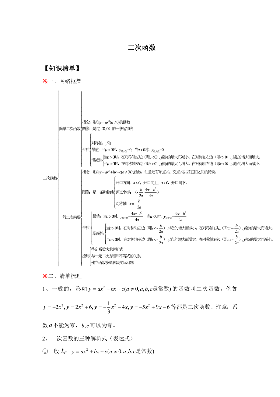 二次函数复习专题讲义.doc_第1页