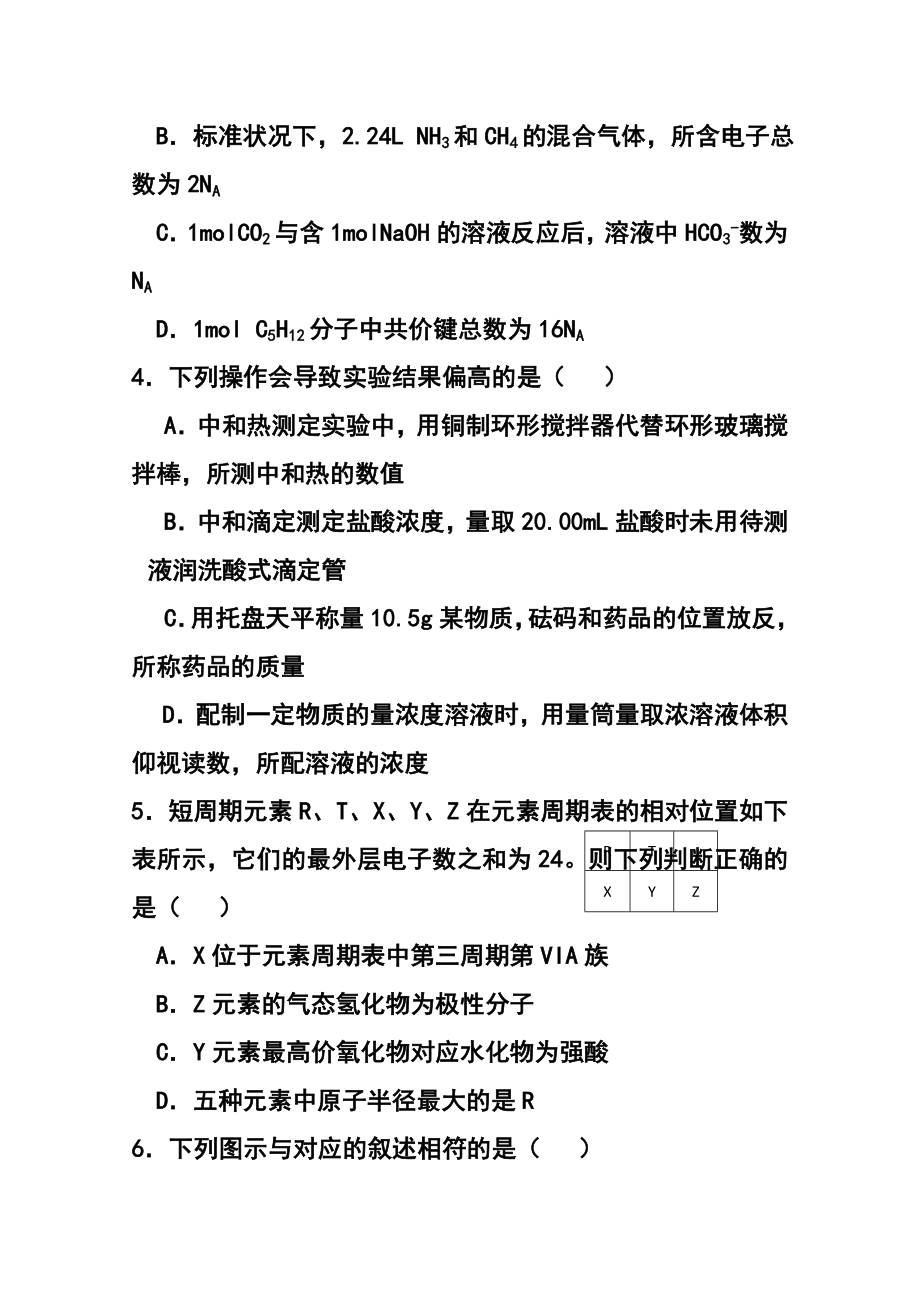 四川省绵阳市三台县重点中学高三3月月考化学试题 及答案.doc_第2页