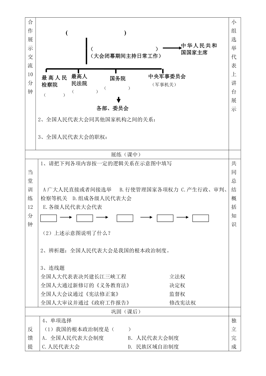 杜海芳九级思想品德人民当家做主的法治国家导学案杜海芳.doc_第2页